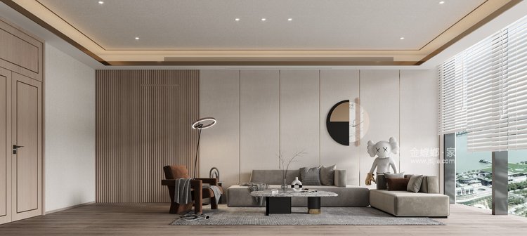 1000平中海星湖国际现代风格-沉稳非凡的艺术空间-客厅效果图及设计说明
