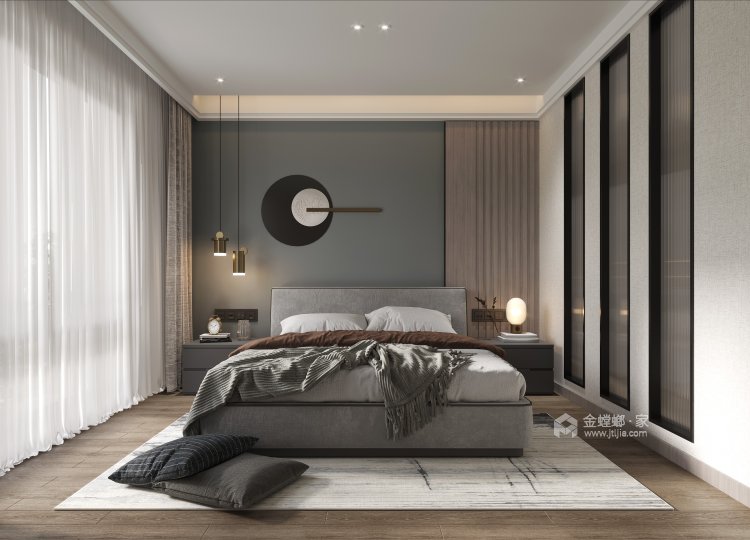 320平银城原溪现代风格-平静淡然 一切都好-卧室效果图及设计说明