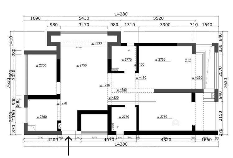 104平新华龙庭现代风格-空间沉稳-业主需求&原始结构图