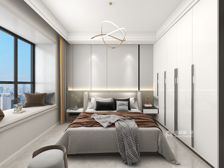 130平昌建壹号院现代风格-轻奢舒适感-卧室效果图及设计说明