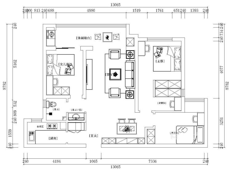125平永威城观澜庭新中式风格-提升空间品质-平面布置图