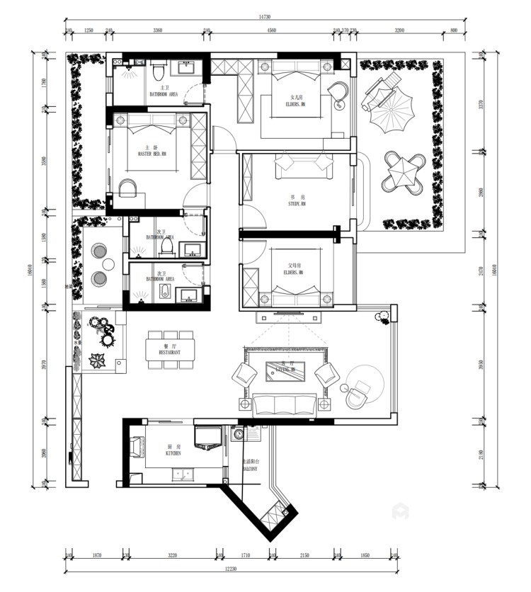 150平瑞松中心城现代风格-平面设计图及设计说明