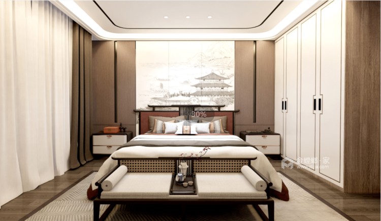 248平天成金域华里新中式风格-卧室效果图及设计说明