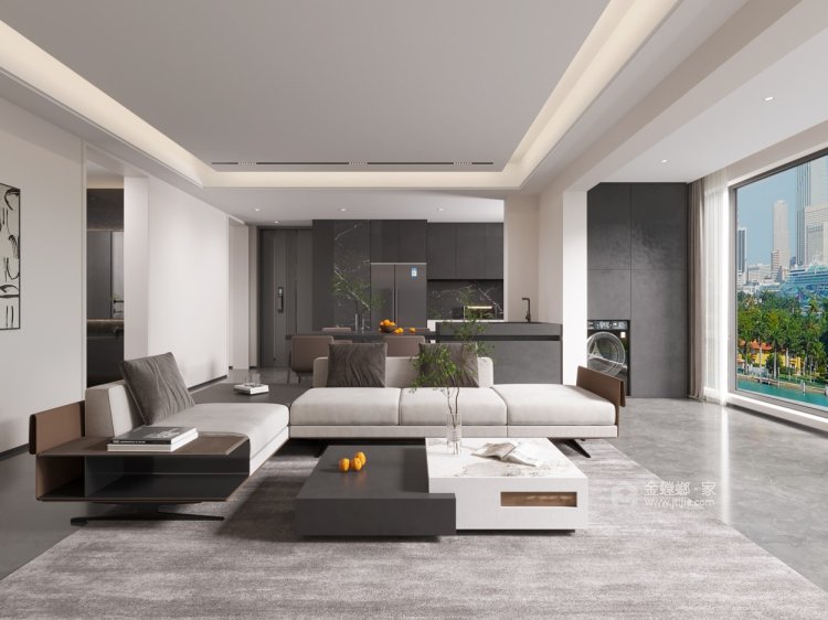 160平有色地质家园现代风格-空间意趣-客厅效果图及设计说明