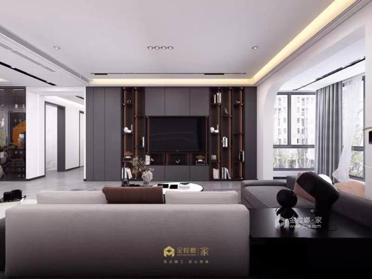 145平吾悦和府现代风格-优雅灰色，享受轻奢-客厅效果图及设计说明