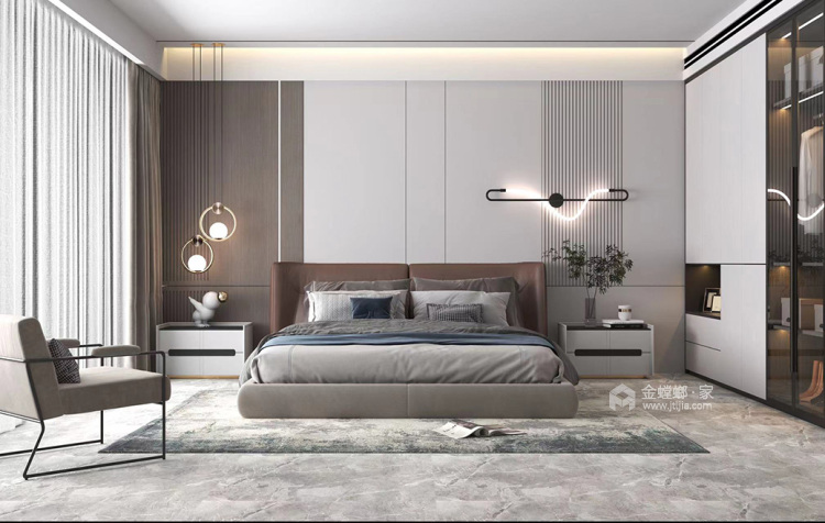 192平郁金香岸现代风格-意式简约-卧室效果图及设计说明
