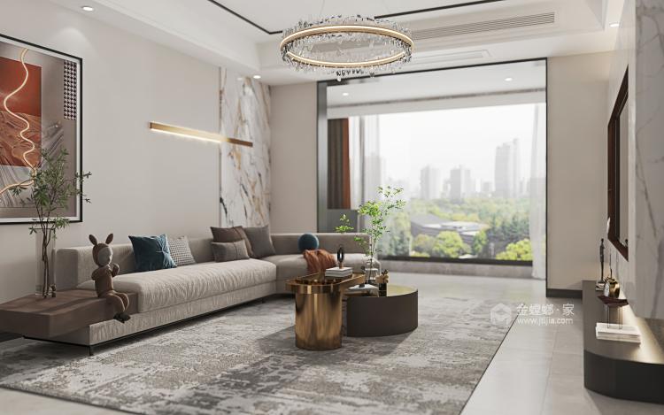 120平中南荣城现代风格-客厅效果图及设计说明