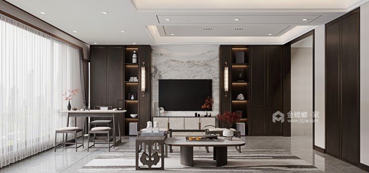 160平凤凰城中式风格-客厅效果图及设计说明