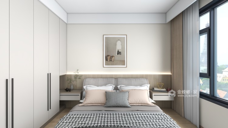 128平半岛大院现代风格-卧室效果图及设计说明