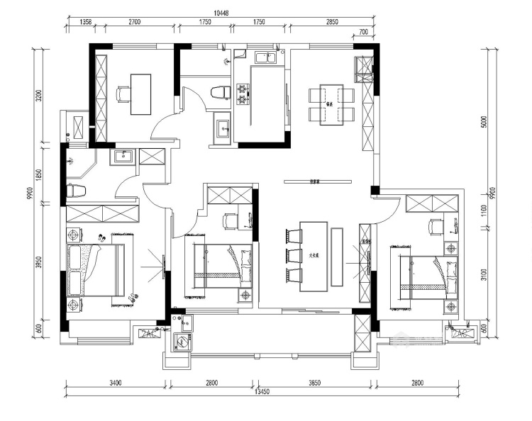 139平琴岛壹号现代风格-无界之家-平面布置图