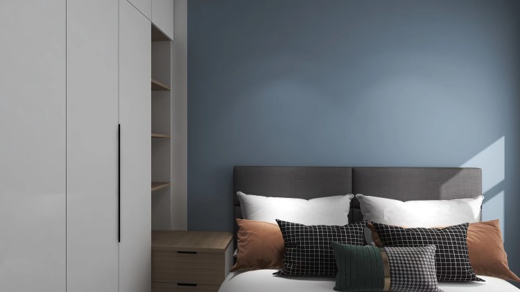100平绿地莫兰迪现代风格-卧室效果图及设计说明