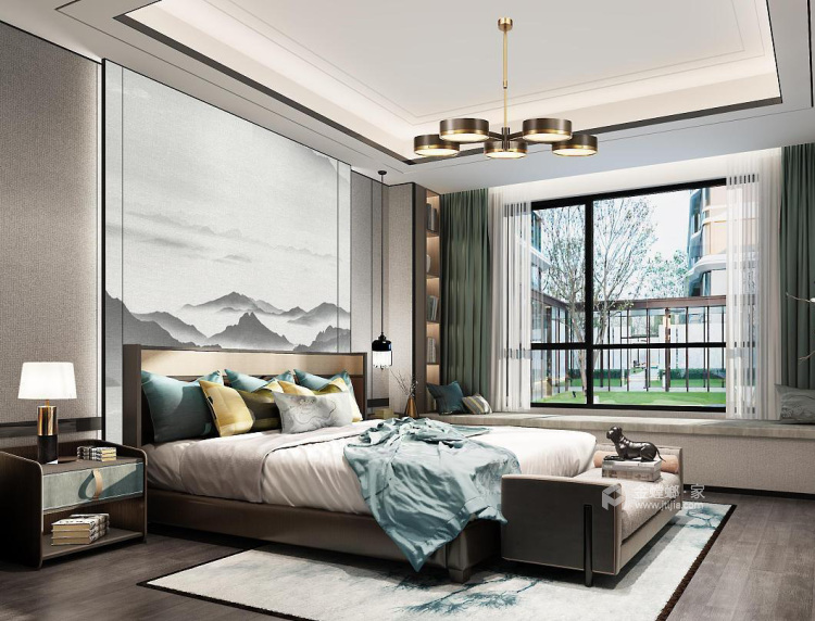 330平碧水湾玉园新中式风格-卧室效果图及设计说明