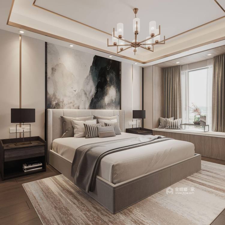 330平碧水湾玉园新中式风格-卧室效果图及设计说明