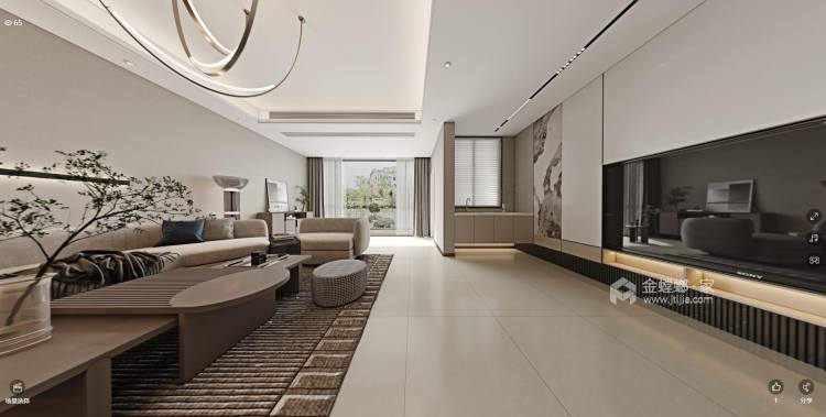 607平保利林语现代风格-客厅效果图及设计说明