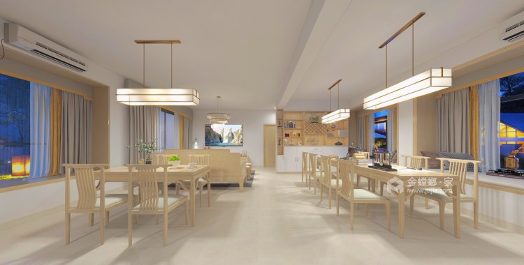 100平京师家园中式风格-质朴的原木中式设计-空间效果图