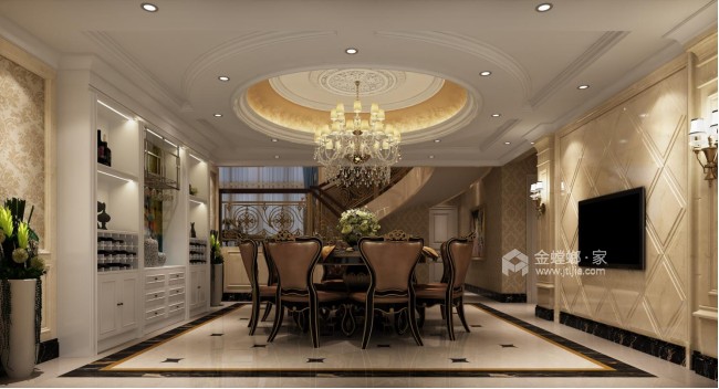 268平佰利山欧式风格-餐厅效果图及设计说明