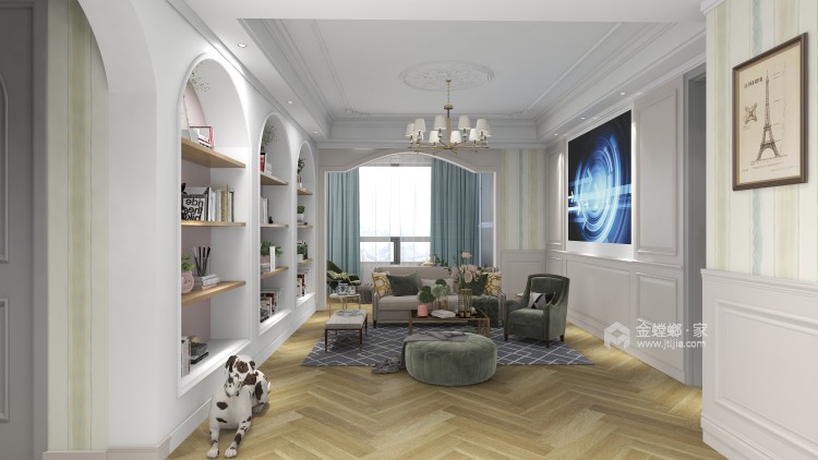 125平龙湖雅苑法式风格-客厅效果图及设计说明