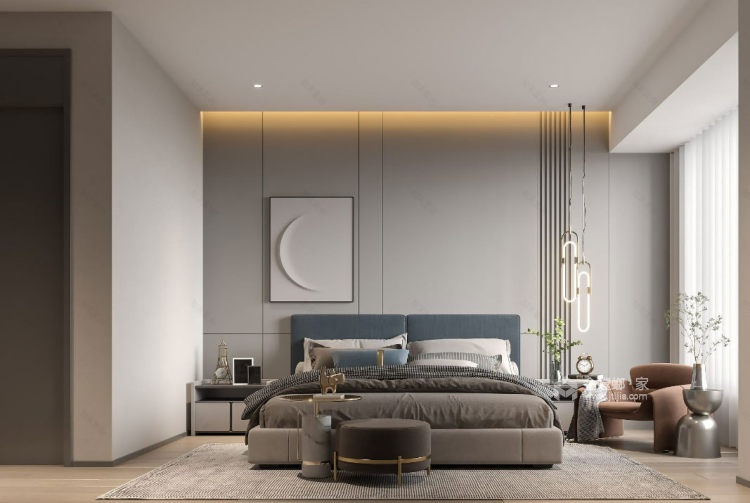 128平都市汇现代风格-卧室效果图及设计说明