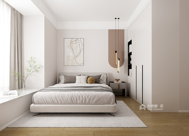 156平金安丽景苑现代风格-温馨舒适的家-卧室效果图及设计说明