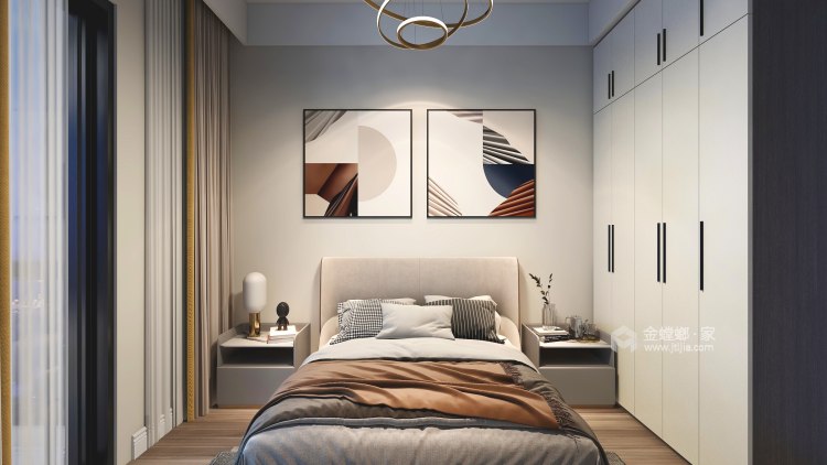 100平东原悦城现代风格-卧室效果图及设计说明
