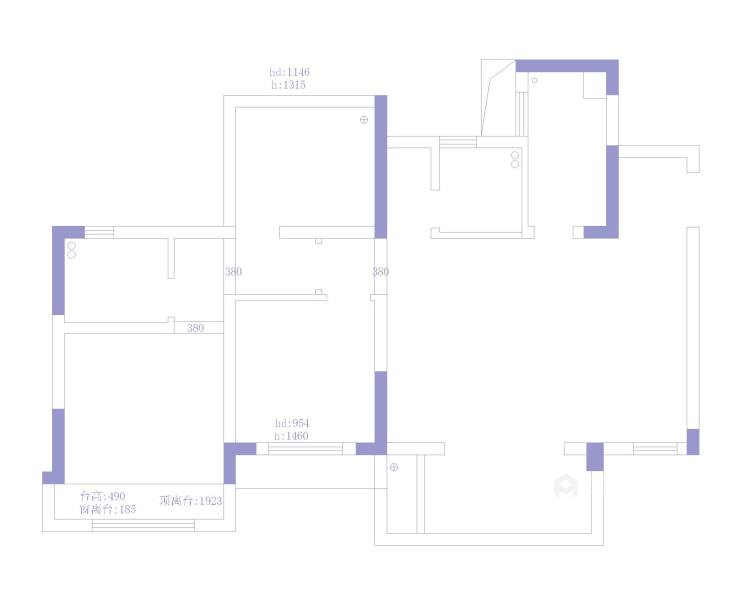 97平九州北郡现代风格-三室两厅-业主需求&原始结构图