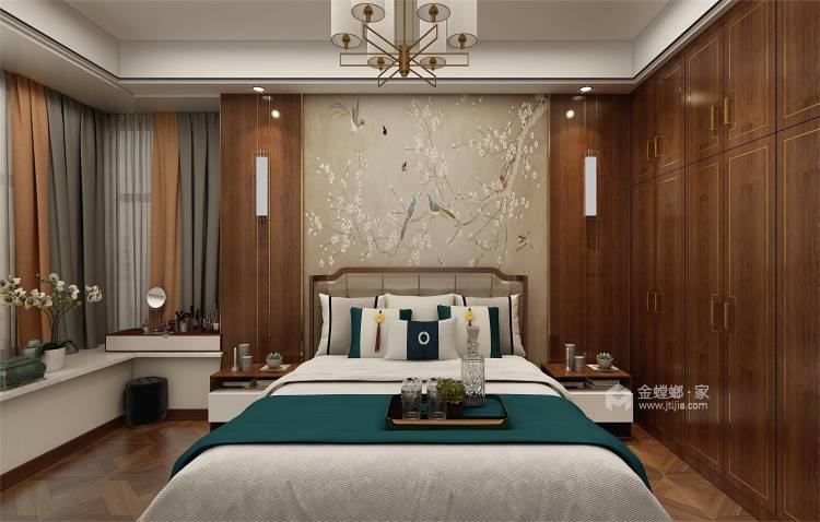 150平城南新天地新中式风格-卧室效果图及设计说明