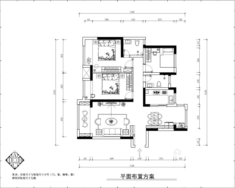 136平正弘一号院现代风格-平面设计图及设计说明