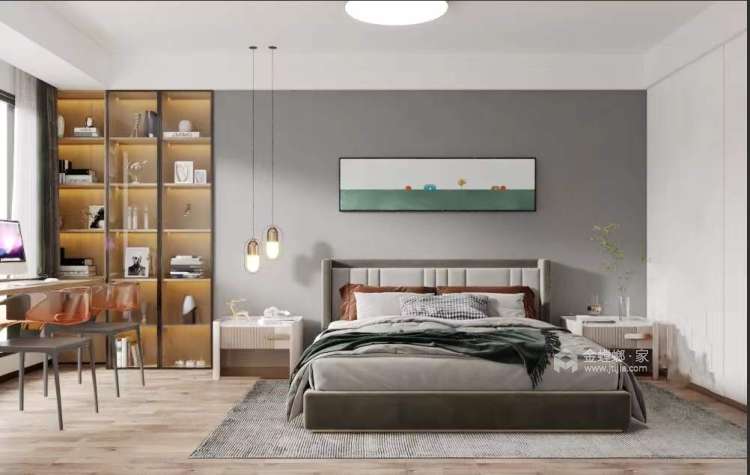 260平中央公园现代风格-卧室效果图及设计说明