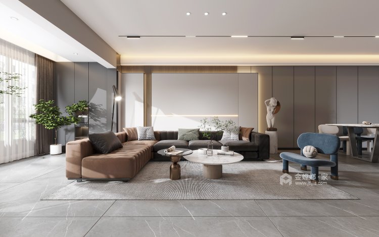 157平理想2019现代风格-客厅效果图及设计说明