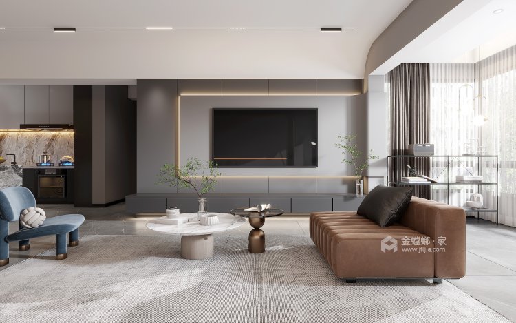 157平理想2019现代风格-客厅效果图及设计说明
