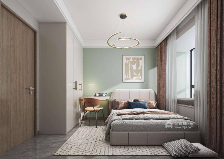 95平璀璨熙湖现代风格-简单、大方，低调而又不失内涵-卧室效果图及设计说明