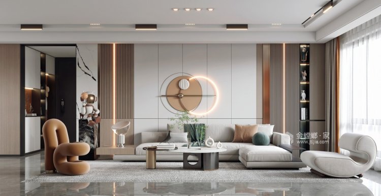 120平碧阳国际现代风格-客厅效果图及设计说明