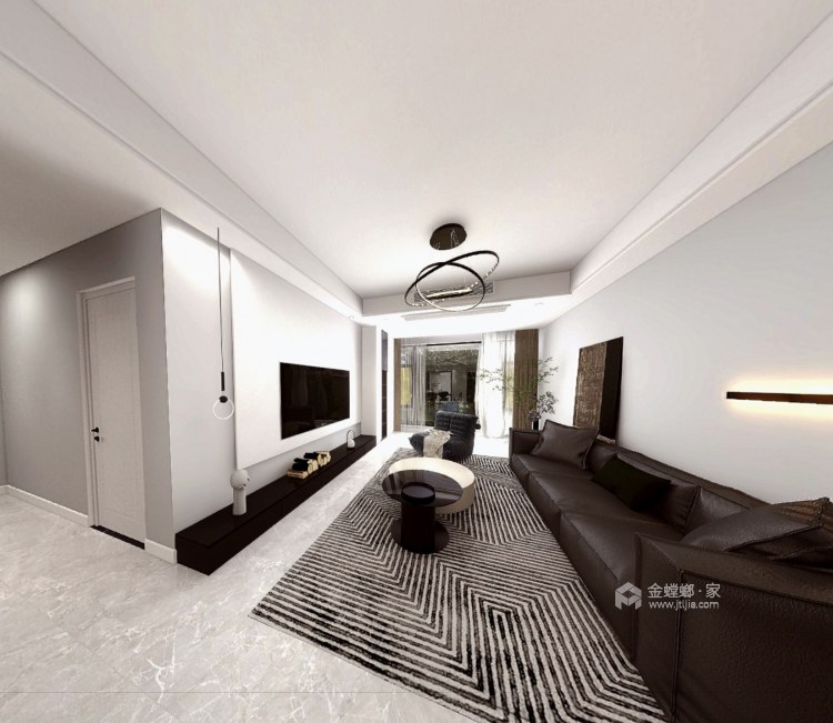 90平银杏国际现代风格-客厅效果图及设计说明