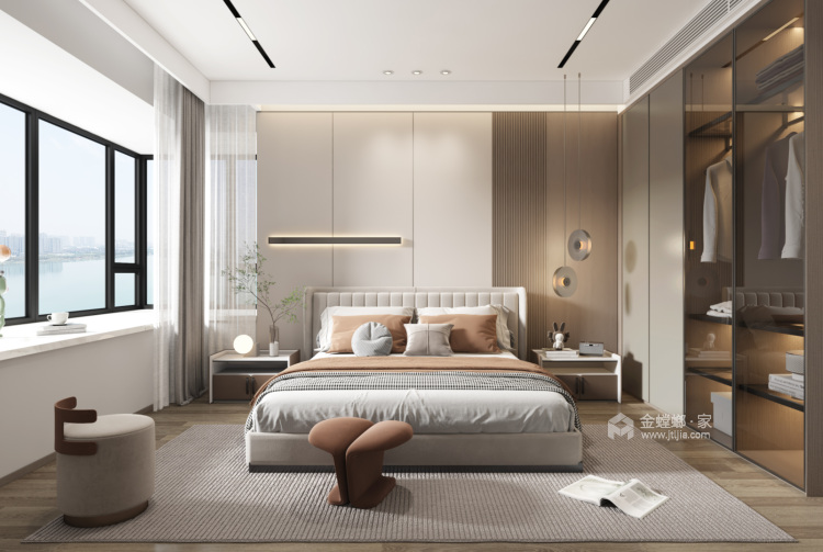 150平滨湖苑现代风格-卧室效果图及设计说明