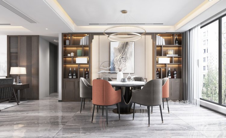 170平华园新中式风格-餐厅效果图及设计说明