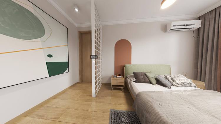 110平阳光佳苑现代风格-奶白原木三居-卧室效果图及设计说明