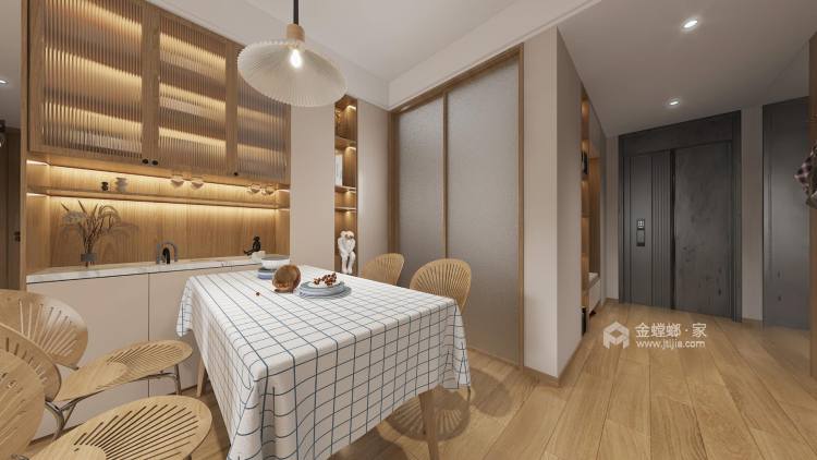 110平阳光佳苑现代风格-奶白原木三居-餐厅效果图及设计说明