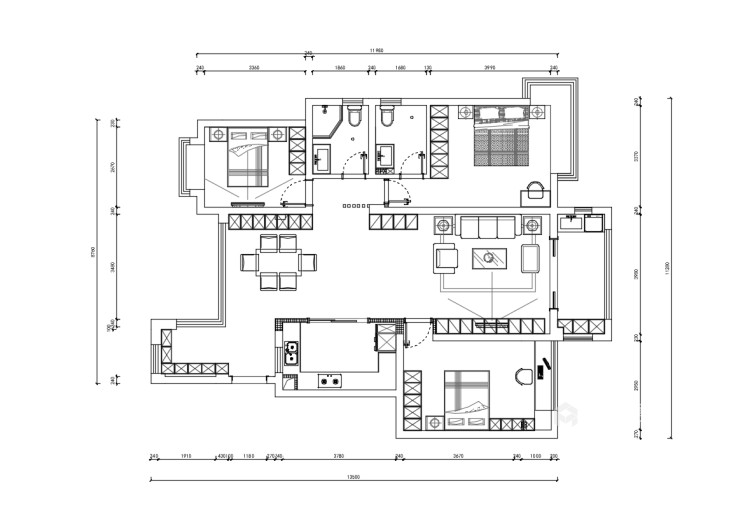 128平翰林公馆现代风格-平面设计图及设计说明