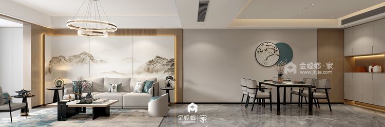 130平名流望府新中式风格-客厅效果图及设计说明