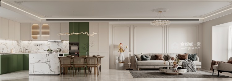 138平金基唐城法式风格—唯美浪漫-客厅效果图及设计说明