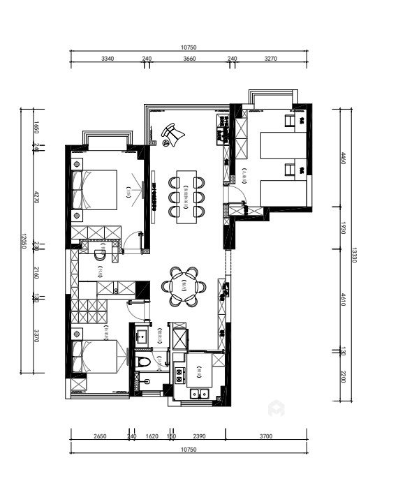 140平杰仕豪庭新中式风格-平面设计图及设计说明