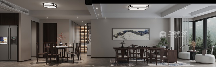 140平杰仕豪庭新中式风格-客厅效果图及设计说明
