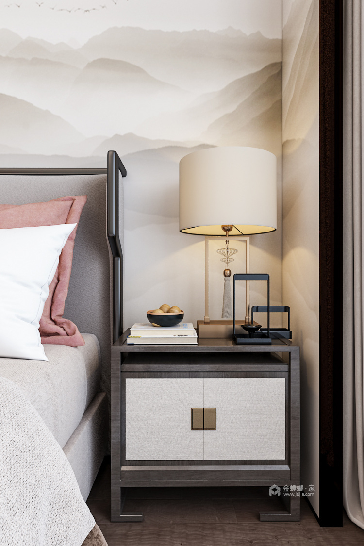 115平听海林居新中式风格-卧室效果图及设计说明