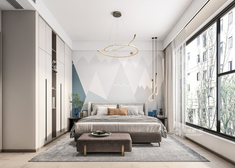 196平太湖东岸现代风格-卧室效果图及设计说明