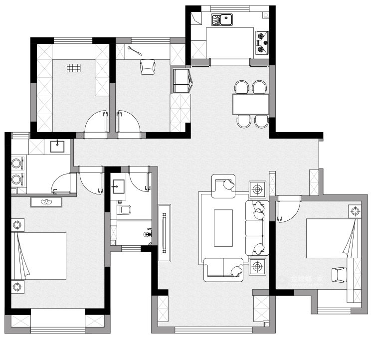 156平拉菲公馆北欧风格-自然的疗愈之家-平面设计图及设计说明