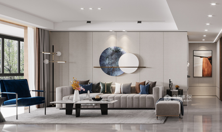 143平天元锦都上城现代风格-家的 “ 舒适区 ”-客厅效果图及设计说明