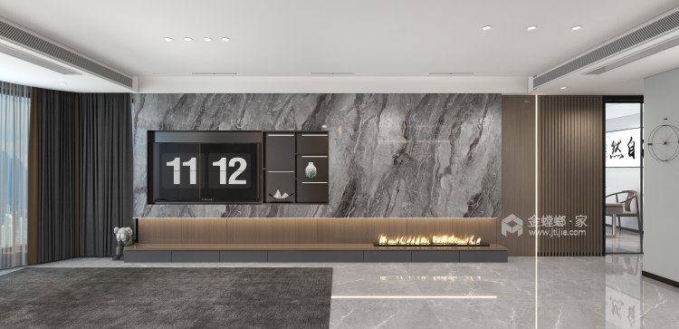 126平观江府现代风格-客厅效果图及设计说明