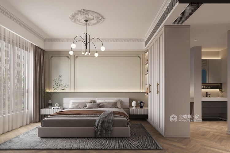 190平周山汇水美式风格-卧室效果图及设计说明