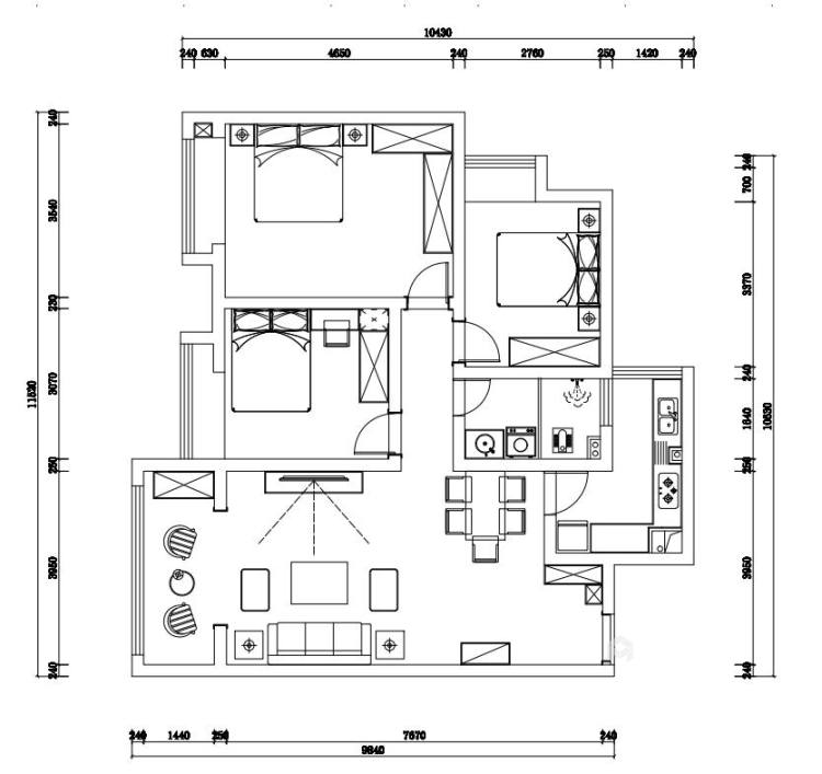 110平世代家园现代风格-平面布置图
