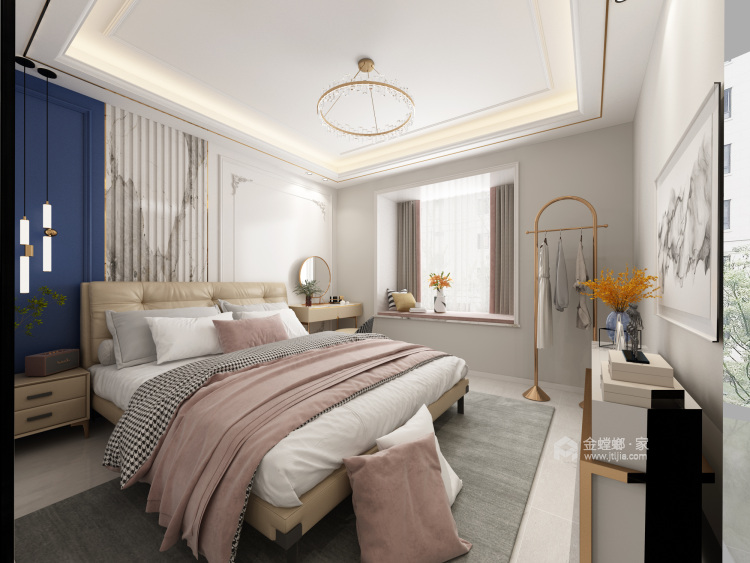 168平水景苑北欧风格-融于现代空间里的丰盈与优雅-卧室效果图及设计说明